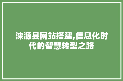 涞源县网站搭建,信息化时代的智慧转型之路