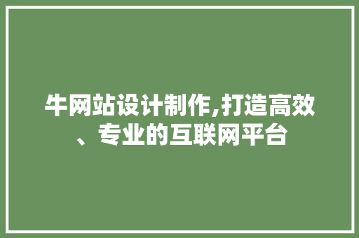 牛网站设计制作,打造高效、专业的互联网平台