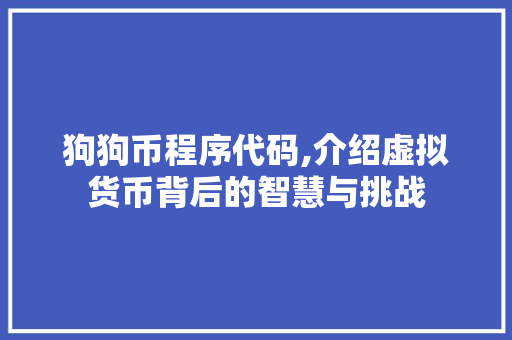狗狗币程序代码,介绍虚拟货币背后的智慧与挑战