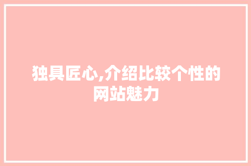 独具匠心,介绍比较个性的网站魅力