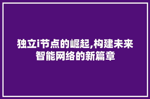 独立i节点的崛起,构建未来智能网络的新篇章
