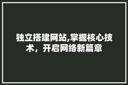 独立搭建网站,掌握核心技术，开启网络新篇章