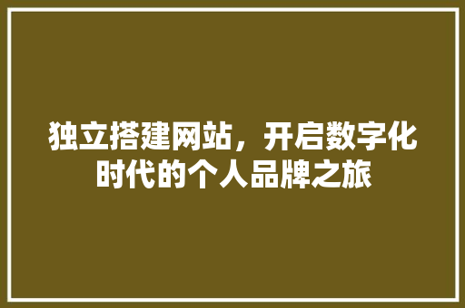 独立搭建网站，开启数字化时代的个人品牌之旅