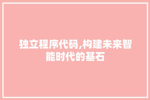 独立程序代码,构建未来智能时代的基石
