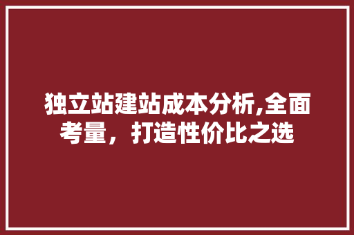 独立站建站成本分析,全面考量，打造性价比之选