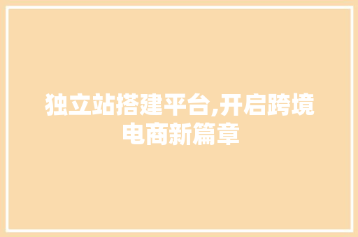 独立站搭建平台,开启跨境电商新篇章
