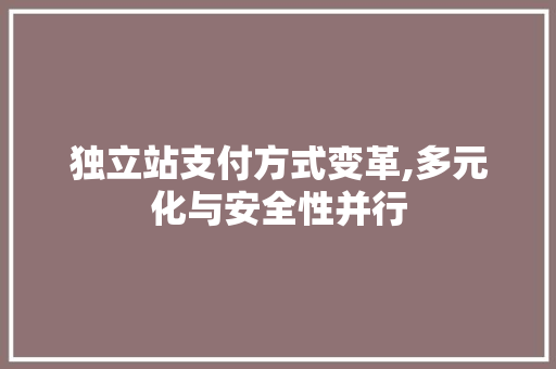 独立站支付方式变革,多元化与安全性并行