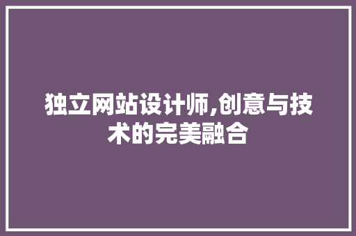 独立网站设计师,创意与技术的完美融合