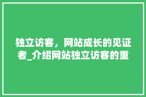 独立访客，网站成长的见证者_介绍网站独立访客的重要性与提升步骤