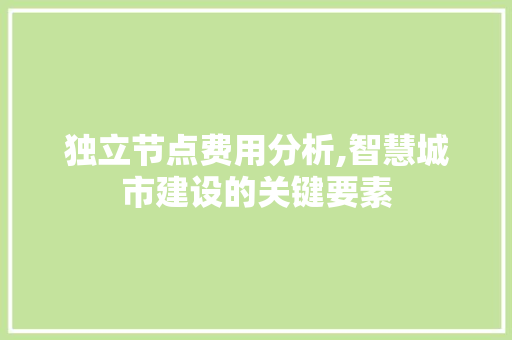 独立节点费用分析,智慧城市建设的关键要素
