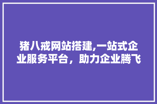 猪八戒网站搭建,一站式企业服务平台，助力企业腾飞