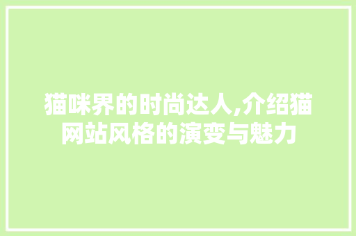 猫咪界的时尚达人,介绍猫网站风格的演变与魅力
