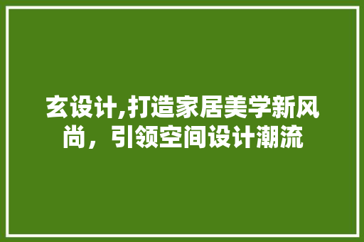 玄设计,打造家居美学新风尚，引领空间设计潮流