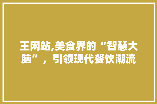 王网站,美食界的“智慧大脑”，引领现代餐饮潮流