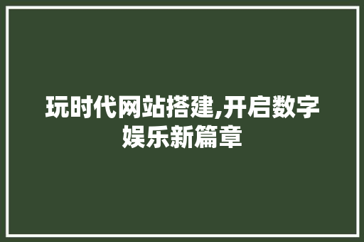 玩时代网站搭建,开启数字娱乐新篇章