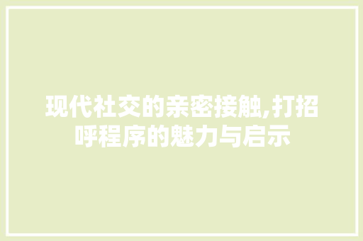 现代社交的亲密接触,打招呼程序的魅力与启示