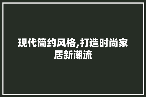 现代简约风格,打造时尚家居新潮流