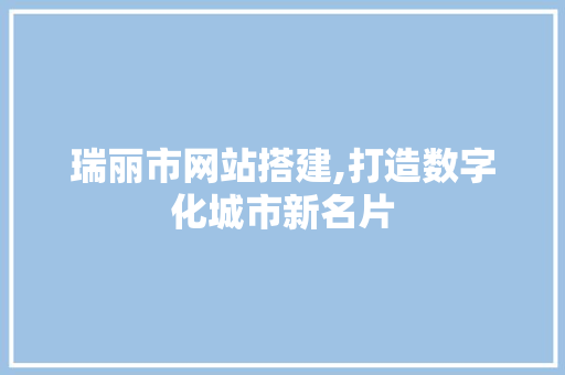 瑞丽市网站搭建,打造数字化城市新名片