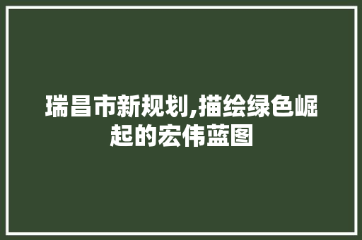 瑞昌市新规划,描绘绿色崛起的宏伟蓝图