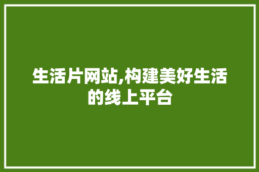 生活片网站,构建美好生活的线上平台