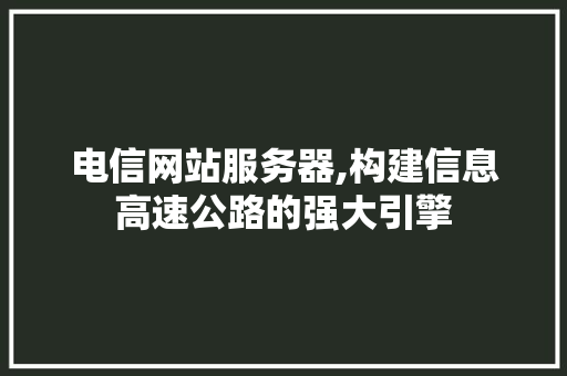 电信网站服务器,构建信息高速公路的强大引擎