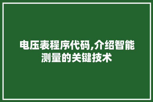 电压表程序代码,介绍智能测量的关键技术