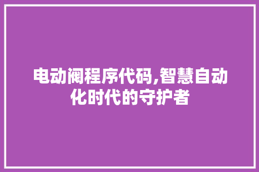 电动阀程序代码,智慧自动化时代的守护者