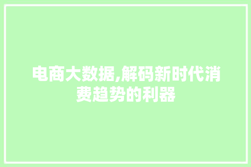 电商大数据,解码新时代消费趋势的利器