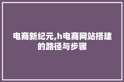 电商新纪元,h电商网站搭建的路径与步骤
