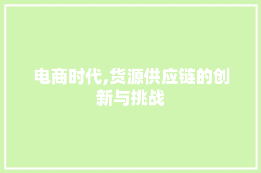 电商时代,货源供应链的创新与挑战