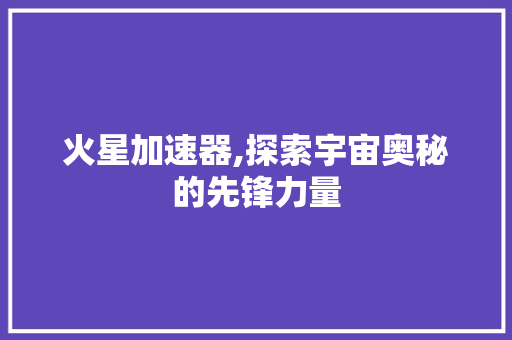 火星加速器,探索宇宙奥秘的先锋力量