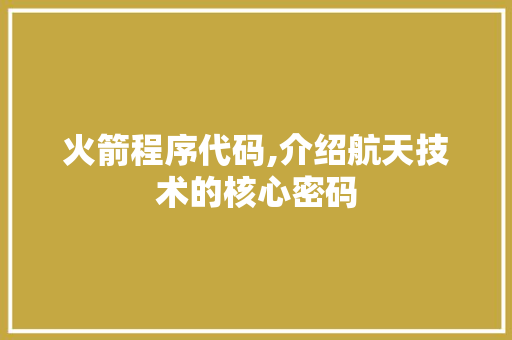 火箭程序代码,介绍航天技术的核心密码