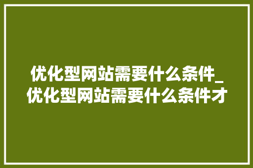 优化型网站需要什么条件_优化型网站需要什么条件才能做。