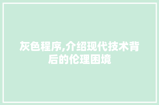 灰色程序,介绍现代技术背后的伦理困境