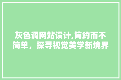 灰色调网站设计,简约而不简单，探寻视觉美学新境界