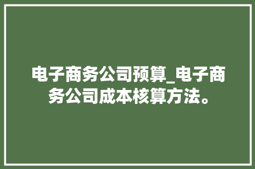 电子商务公司预算_电子商务公司成本核算方法。 电子商务公司预算_电子商务公司成本核算方法。 网站建设公司