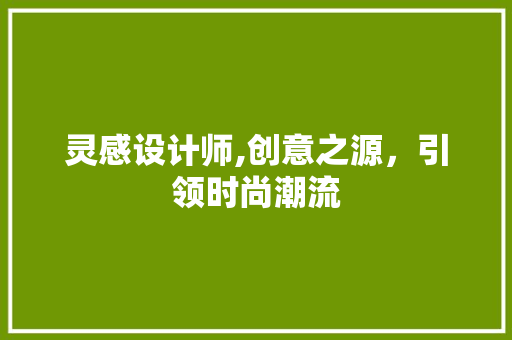 灵感设计师,创意之源，引领时尚潮流