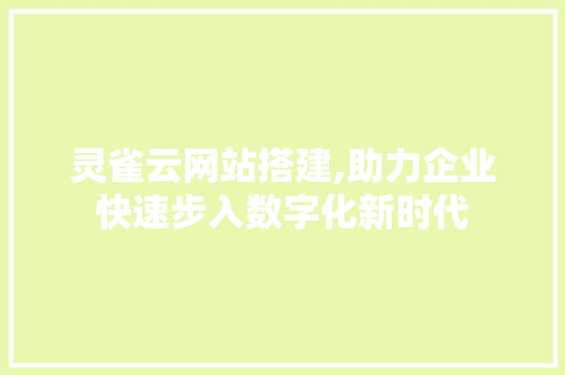 灵雀云网站搭建,助力企业快速步入数字化新时代