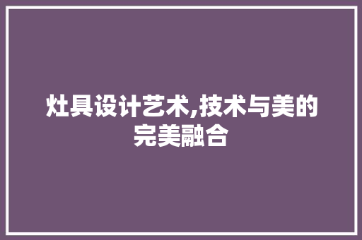 灶具设计艺术,技术与美的完美融合