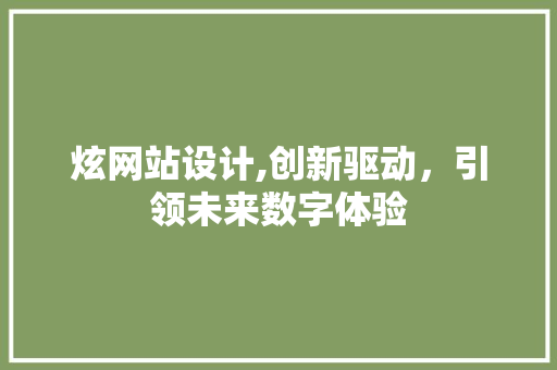 炫网站设计,创新驱动，引领未来数字体验