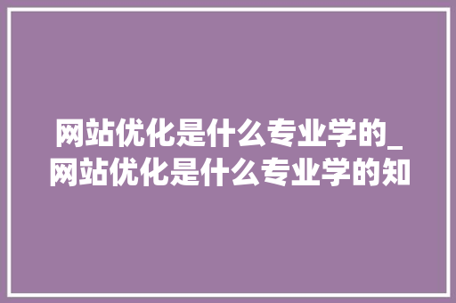 网站优化是什么专业学的_网站优化是什么专业学的知识。