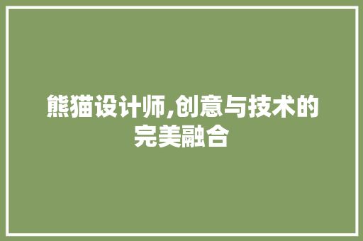 熊猫设计师,创意与技术的完美融合
