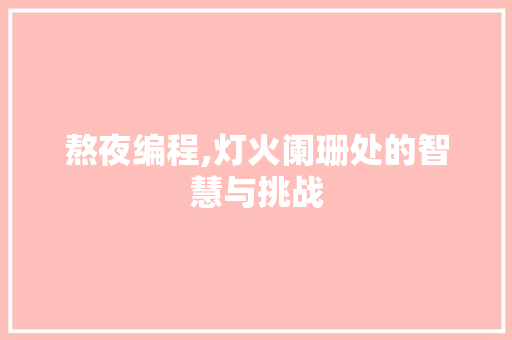 熬夜编程,灯火阑珊处的智慧与挑战