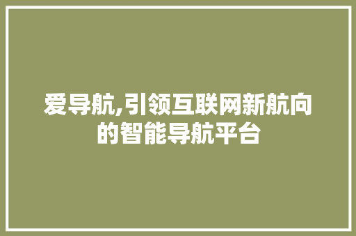 爱导航,引领互联网新航向的智能导航平台