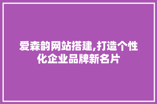 爱森韵网站搭建,打造个性化企业品牌新名片