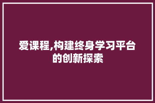 爱课程,构建终身学习平台的创新探索 必应SEO