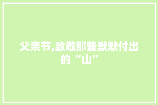 父亲节,致敬那些默默付出的“山”