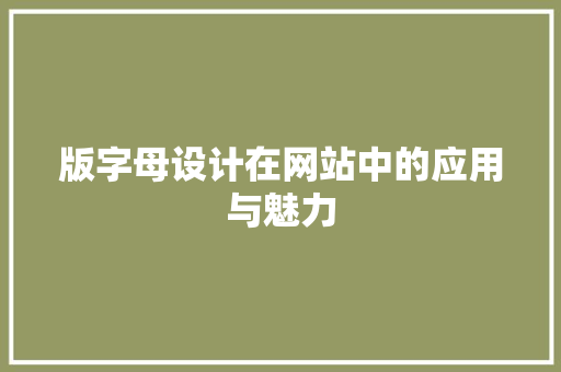 版字母设计在网站中的应用与魅力