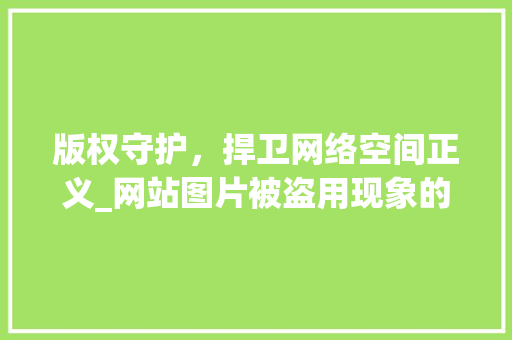 版权守护，捍卫网络空间正义_网站图片被盗用现象的反思与对策