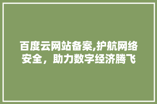 百度云网站备案,护航网络安全，助力数字经济腾飞